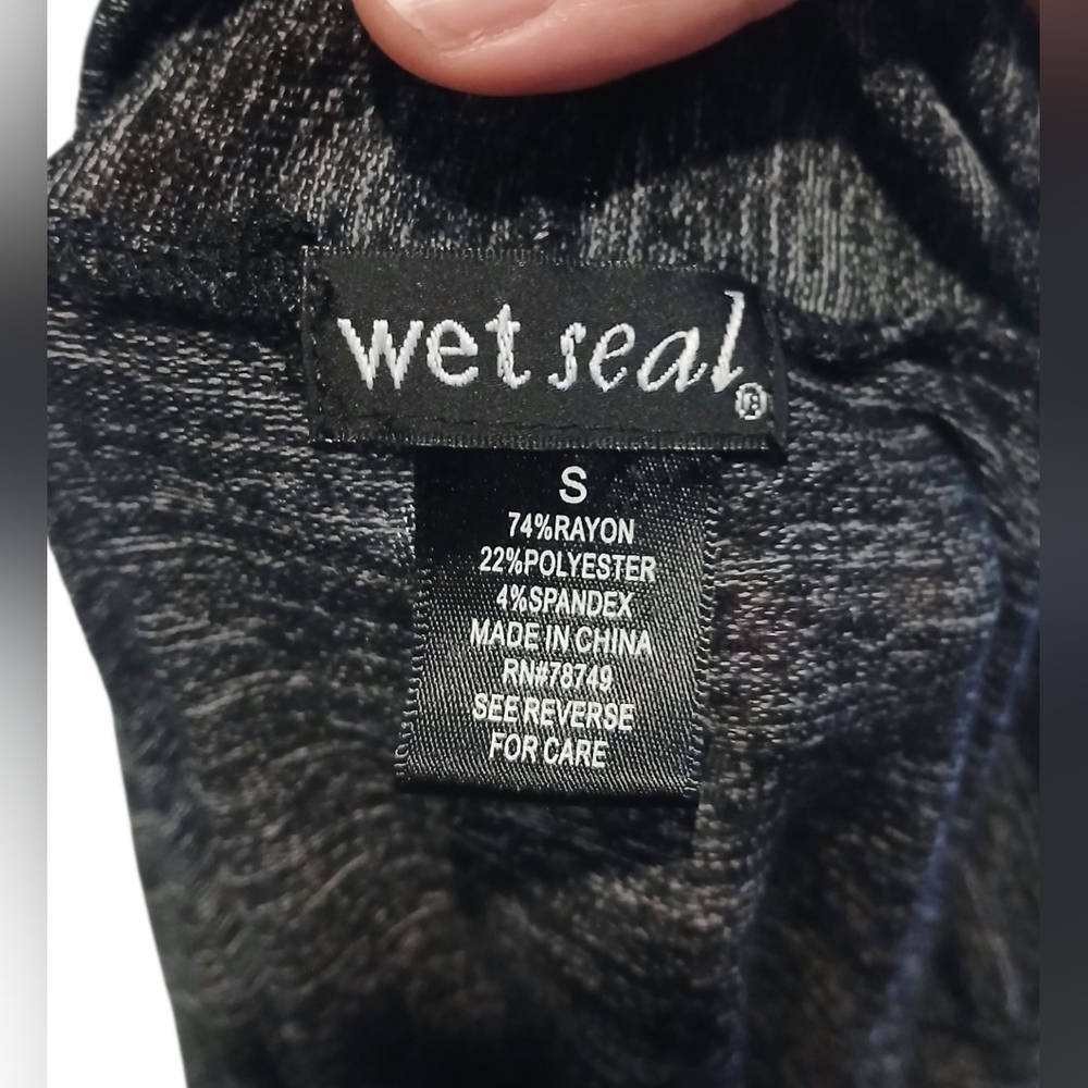 Wet Seal Black Grey Stretch Knit Lightweight Open Front Cardigan Juniors Small - Picture 5 of 9